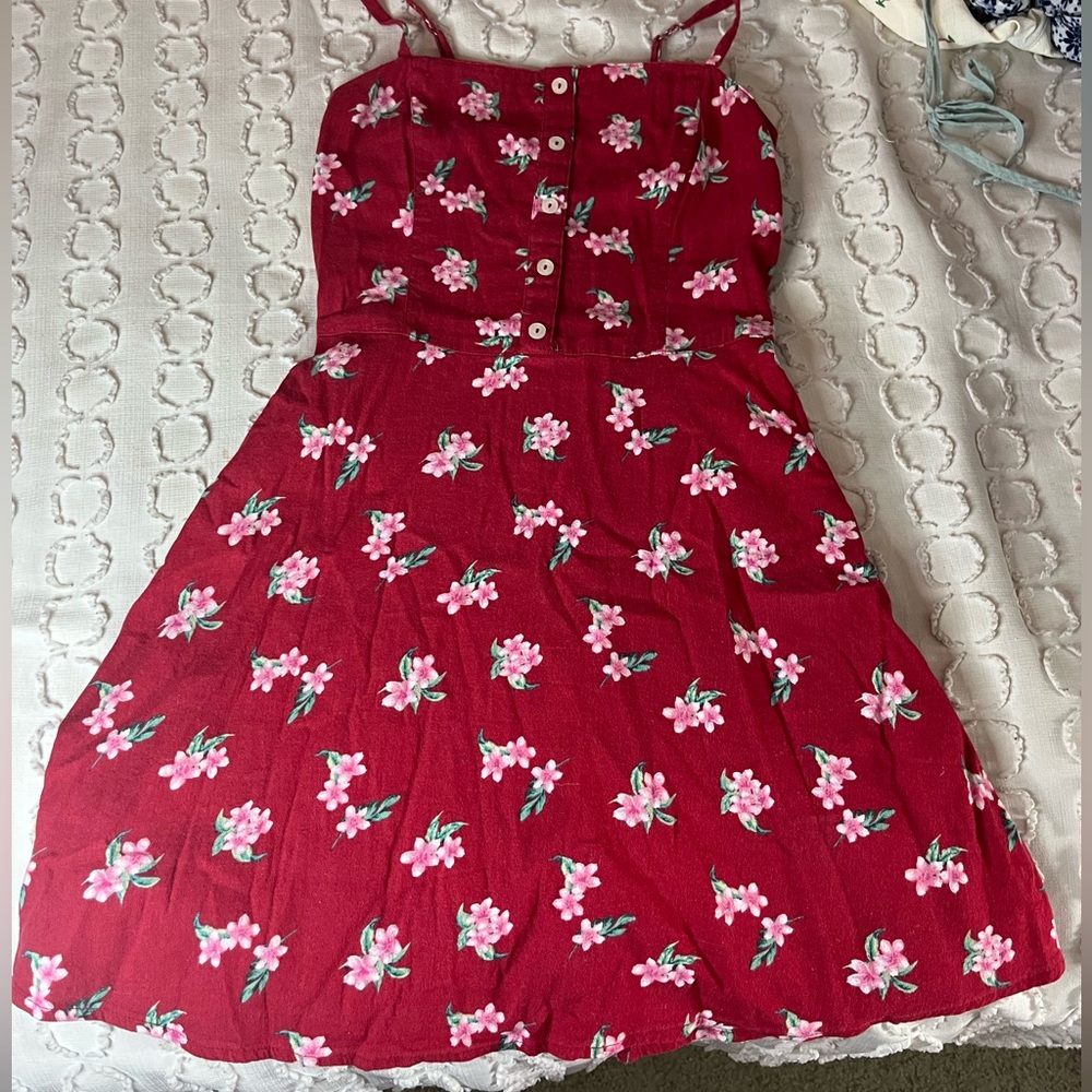 Hollister red floral mini dress